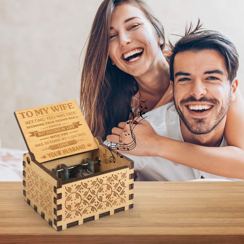 BOOB Wood Music Box Hand Crank Vintage Musical Box-You are My Sunshine Cute Antique Vintage Nice Gift to My Wife from Husband Valentine's Day Anniversary Birthday - Image 5
